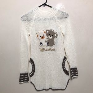 Cute Bear Knit Sweater Cozy Soft Kawaii Aesthetic Winter Warm